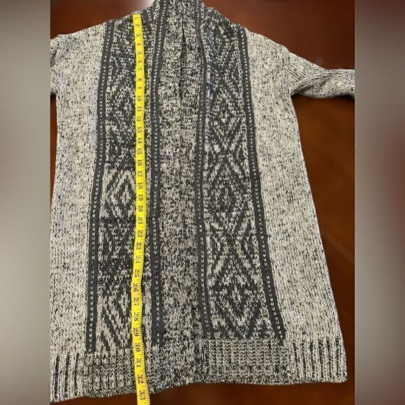 Anthropologie Kaisely Midi Chunky Wool Blend Open Cardigan Sweater Gray Size M - Picture 11 of 12